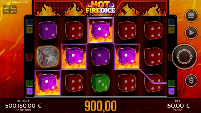 Hot Fire Dice - základní hra a rozšiřující se symbol Fire Blaze